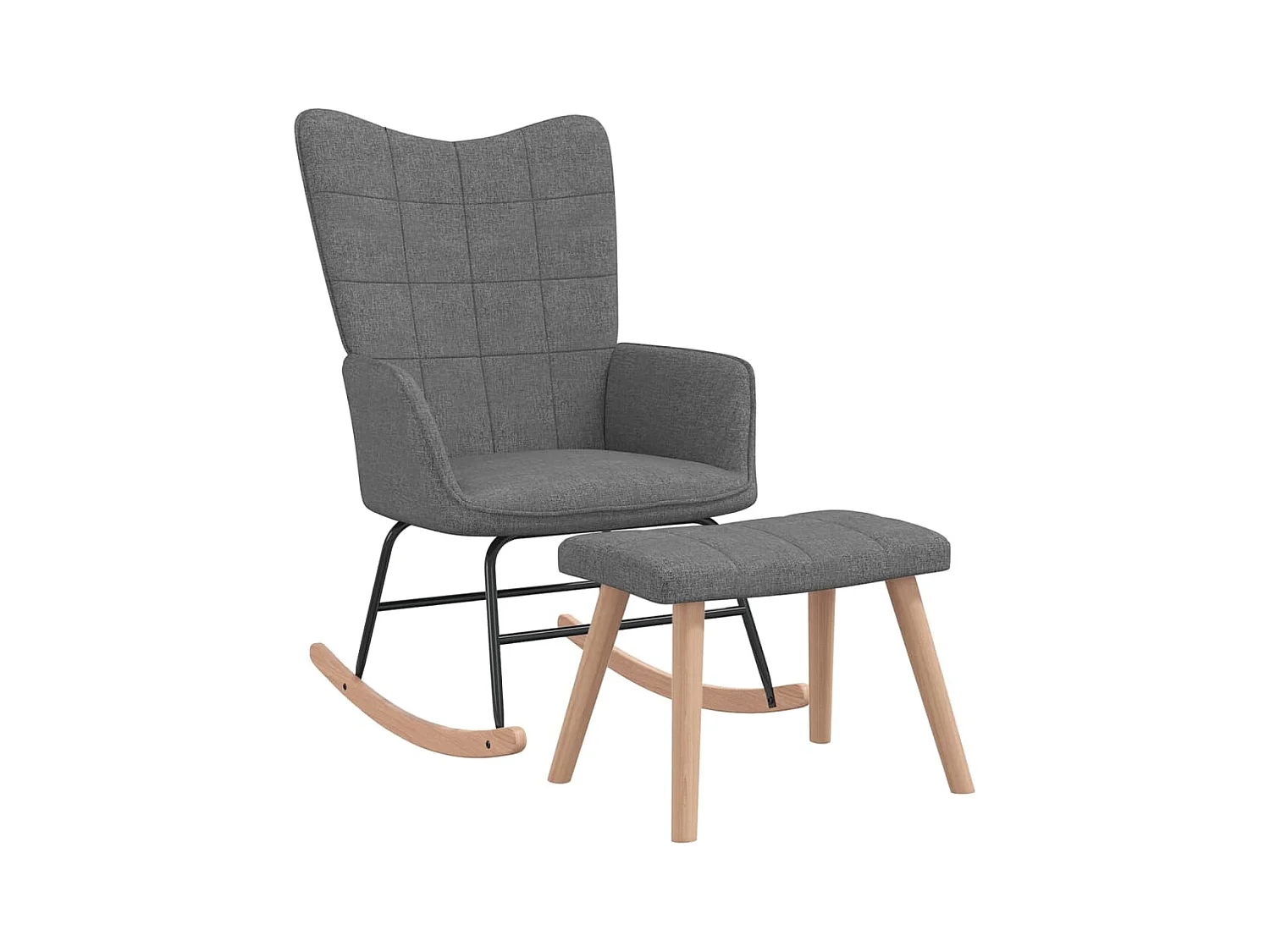 Chaise à bascule avec tabouret Gris foncé Tissu