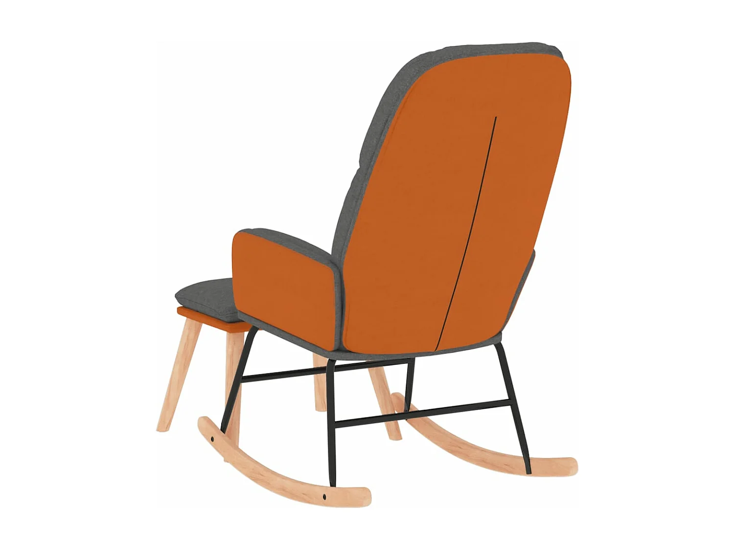 Schaukelstuhl mit Fußstütze. Hellgrauer Stoff