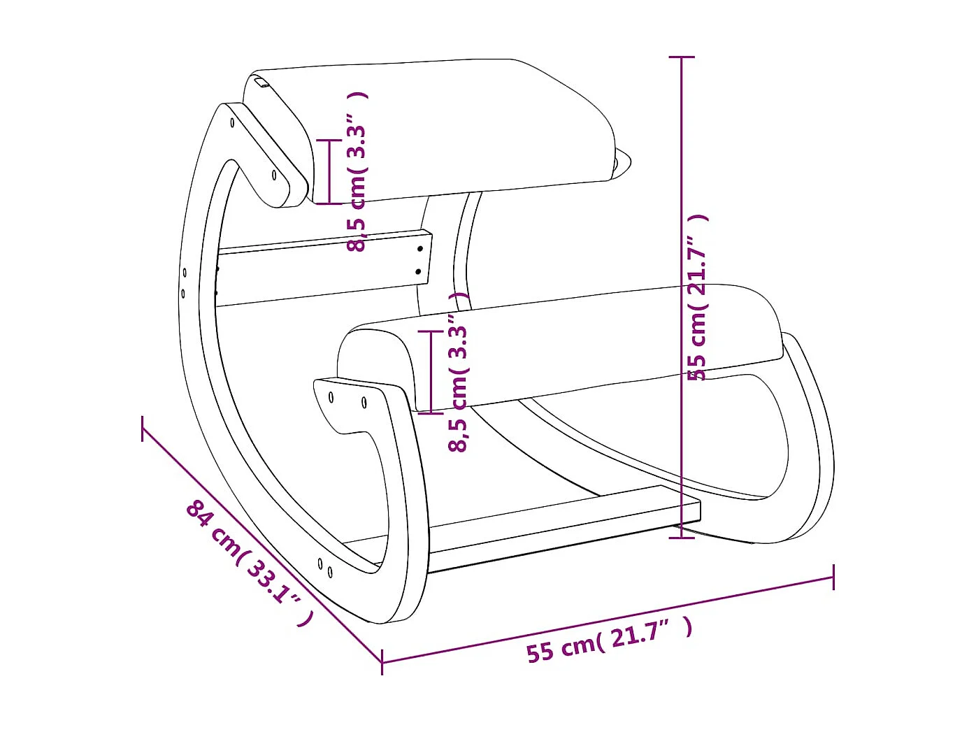 Zwarte knielstoel 55x84x55 cm berkenmultiplex