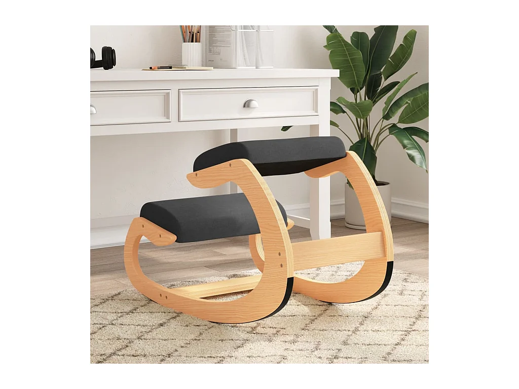 Chaise assis-genoux noir 55x84x55 cm contreplaqué de bouleau
