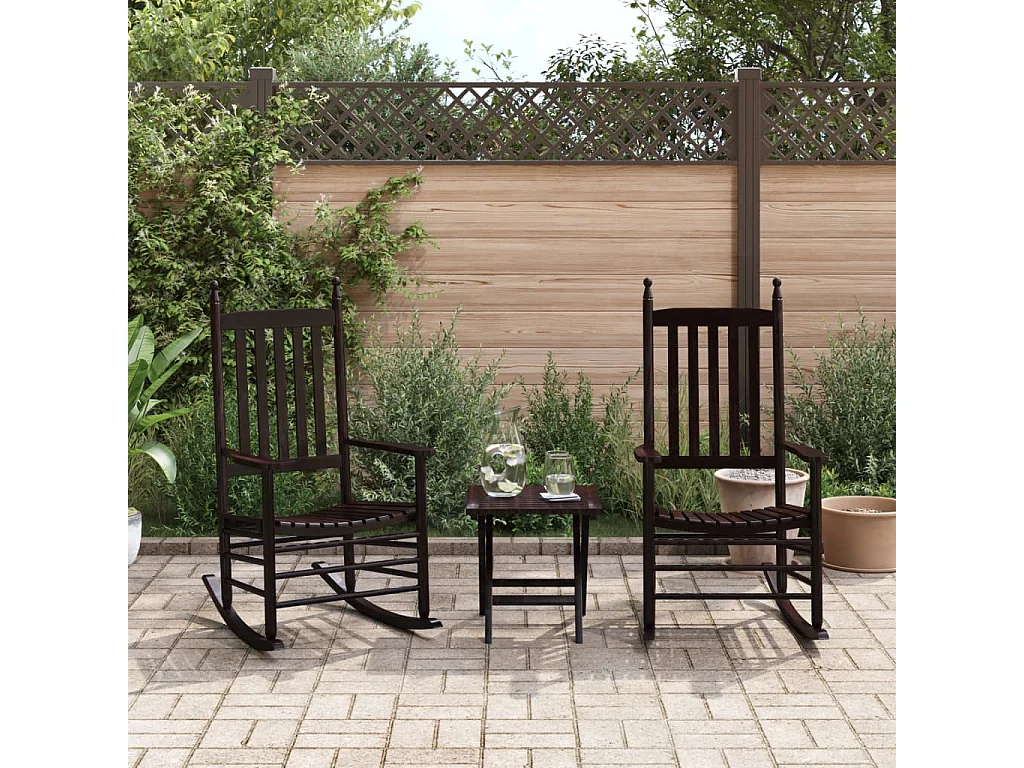 Chaises à bascule sièges incurvés lot de 2 brun peuplier massif