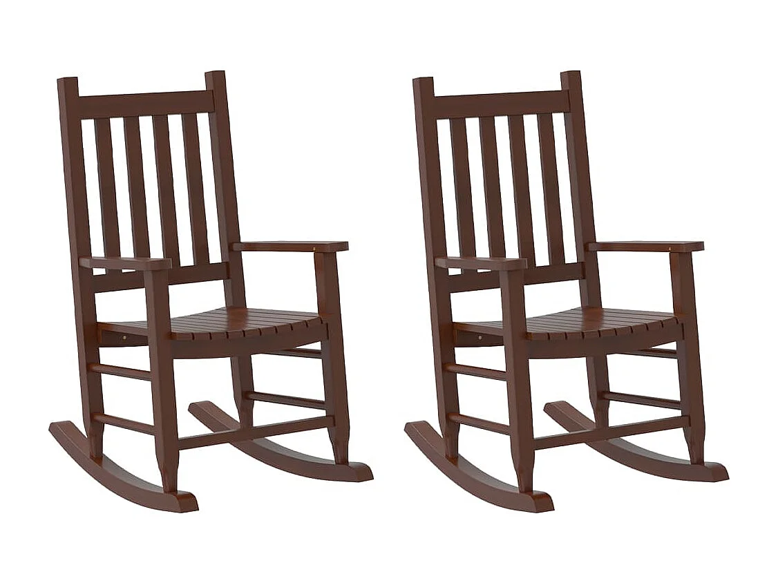 Kinderschaukelstühle im 2er-Set aus braunem massivem Pappelholz