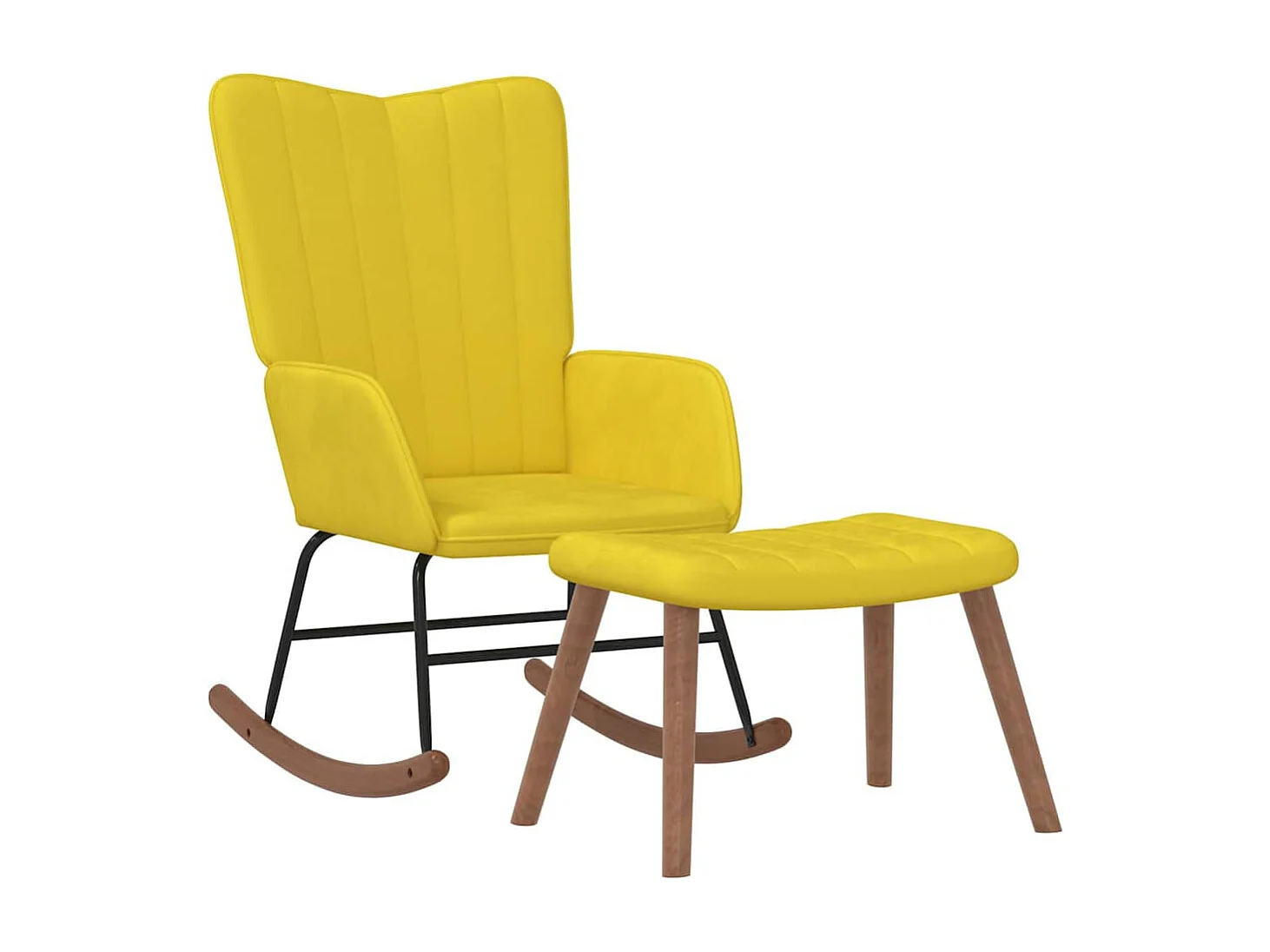 Mecedora con reposapiés Terciopelo amarillo mostaza