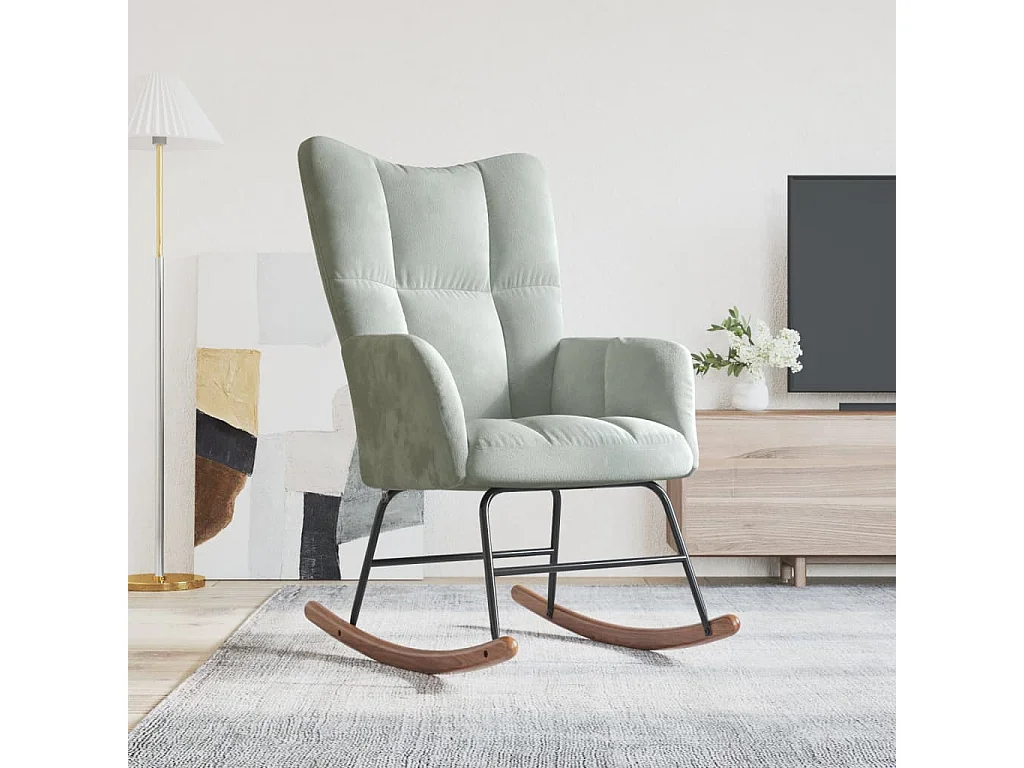 Chaise à bascule Gris clair Velours