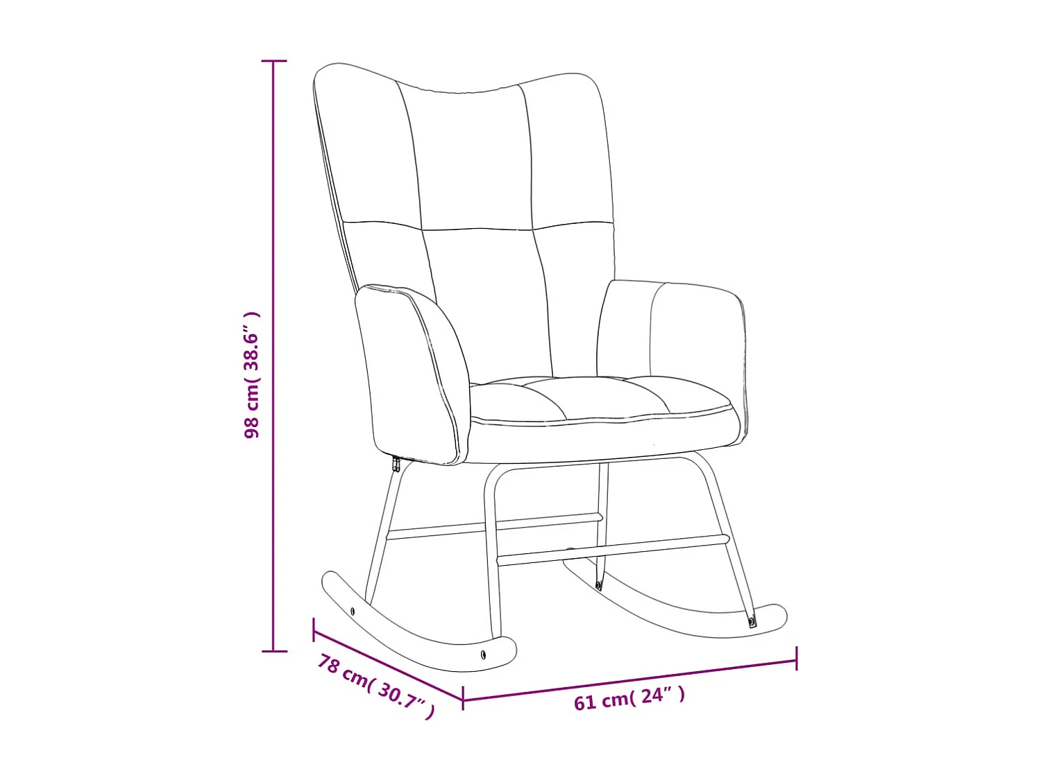 Chaise à bascule Gris clair Velours