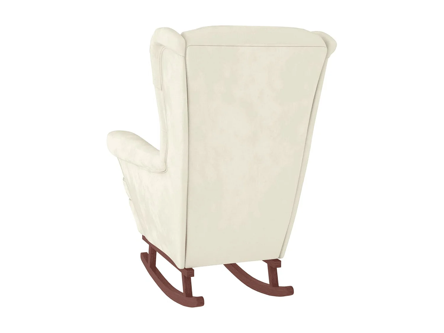 Mecedora con patas de madera maciza de caucho Terciopelo Crema