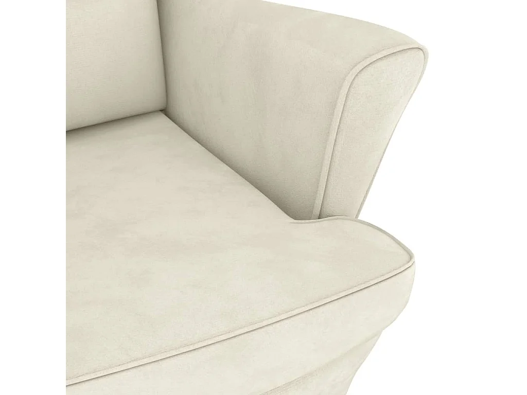 Mecedora con patas de madera maciza de caucho Terciopelo Crema