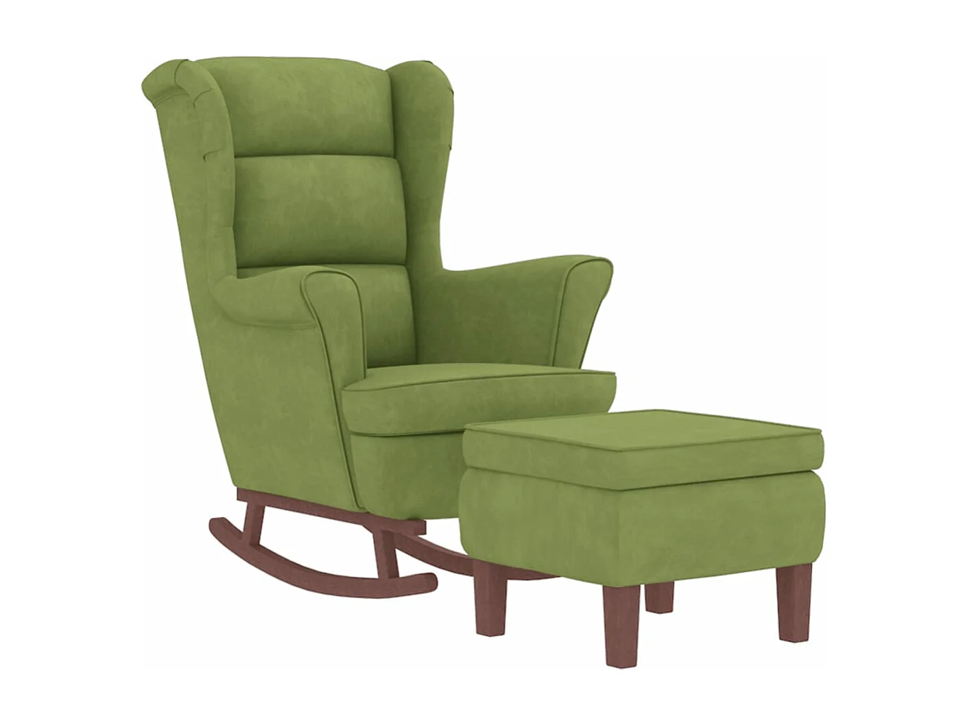 Chaise à bascule avec pieds en bois et tabouret Vert clair