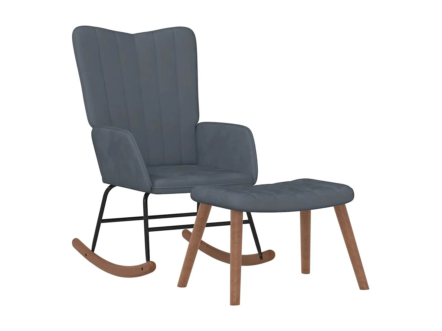 Chaise à bascule avec repose-pied Gris foncé Velours