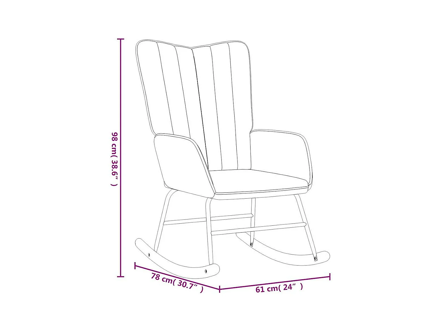 Chaise à bascule avec repose-pied Gris foncé Velours