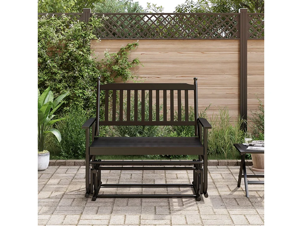 Banco de balanço preto 118x70x104,5 cm madeira maciça de choupo