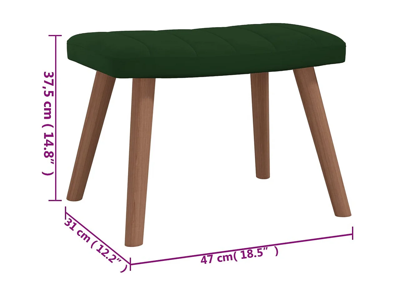 Chaise à bascule avec repose-pied Vert foncé Velours