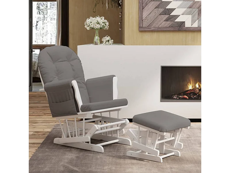 Chaise berçante avec repose-pied Gris foncé Tissu