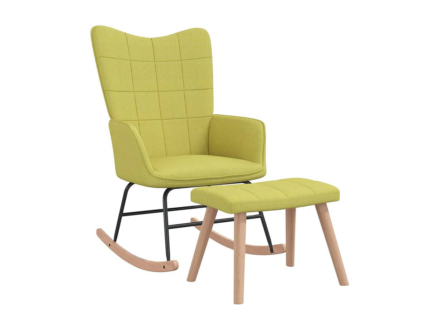 Schaukelstuhl mit Hocker aus grünem Stoff