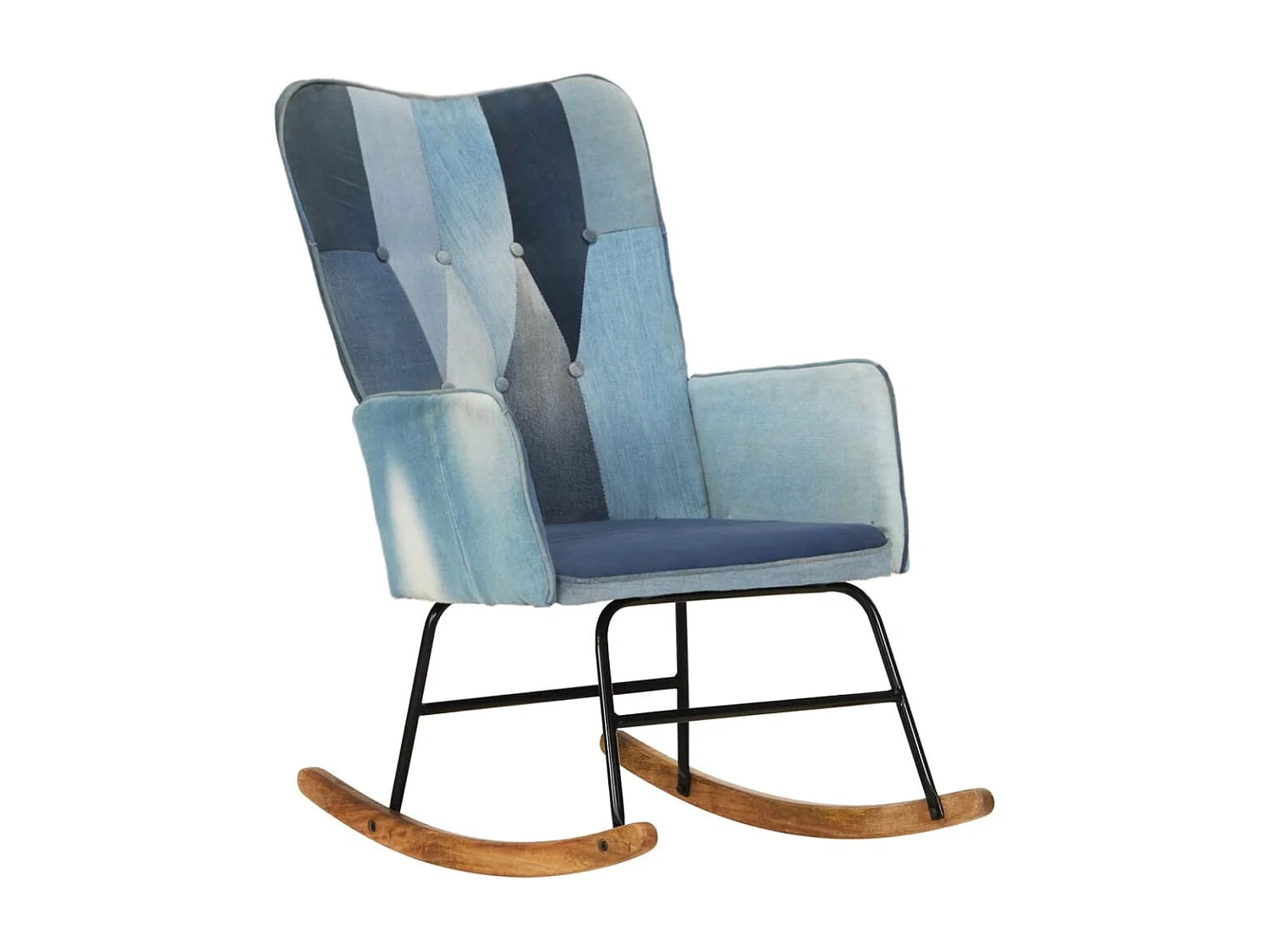 Schaukelstuhl Denim Blue Patchwork Canvas