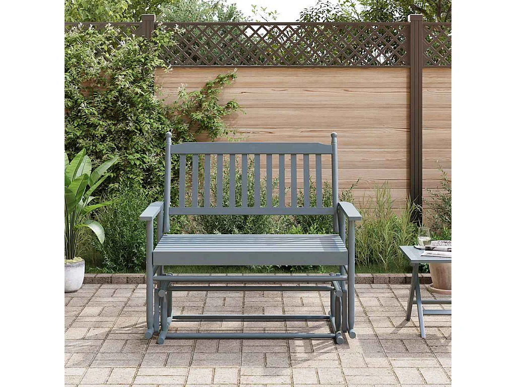 Graue Schaukelbank 118x70x104,5 cm aus massivem Pappelholz