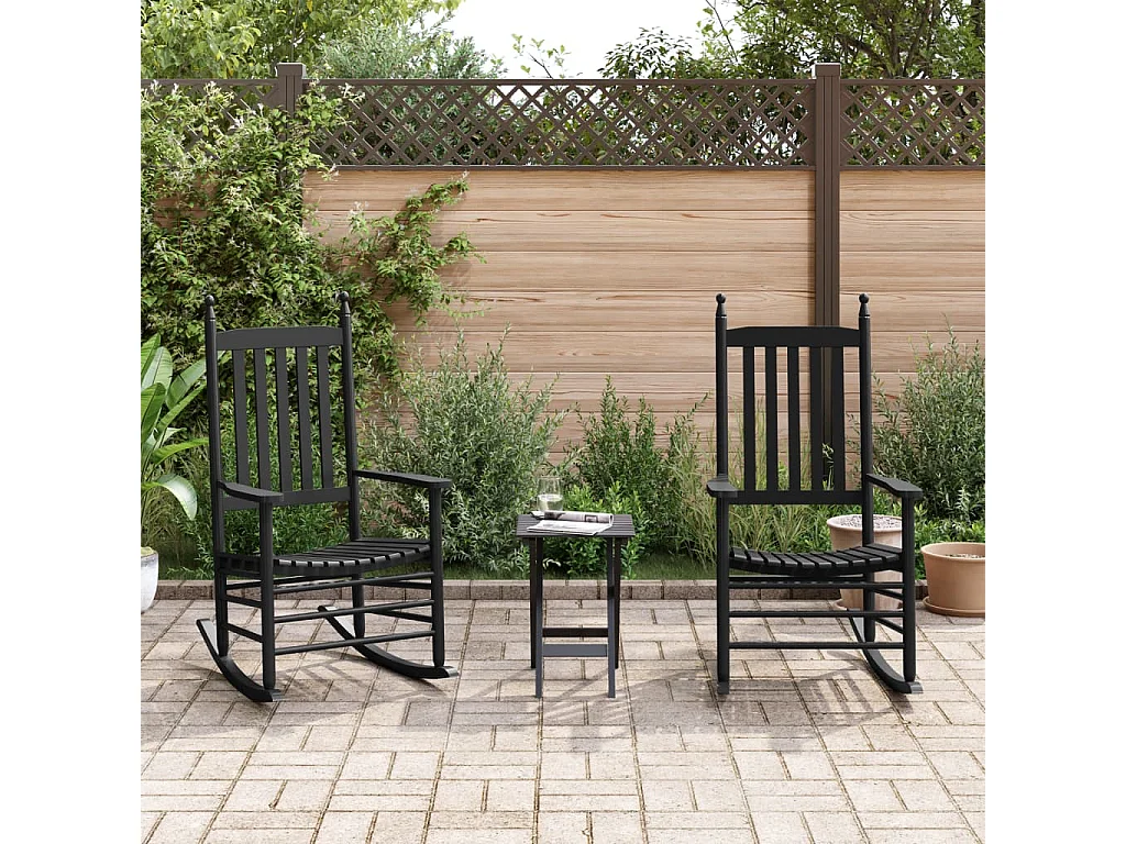 Set di 2 sedie a dondolo con sedili curvi in pioppo nero