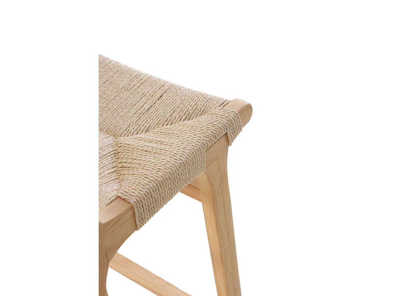 pack 2taburetes madera de hevea con asiento y respaldo trenzado