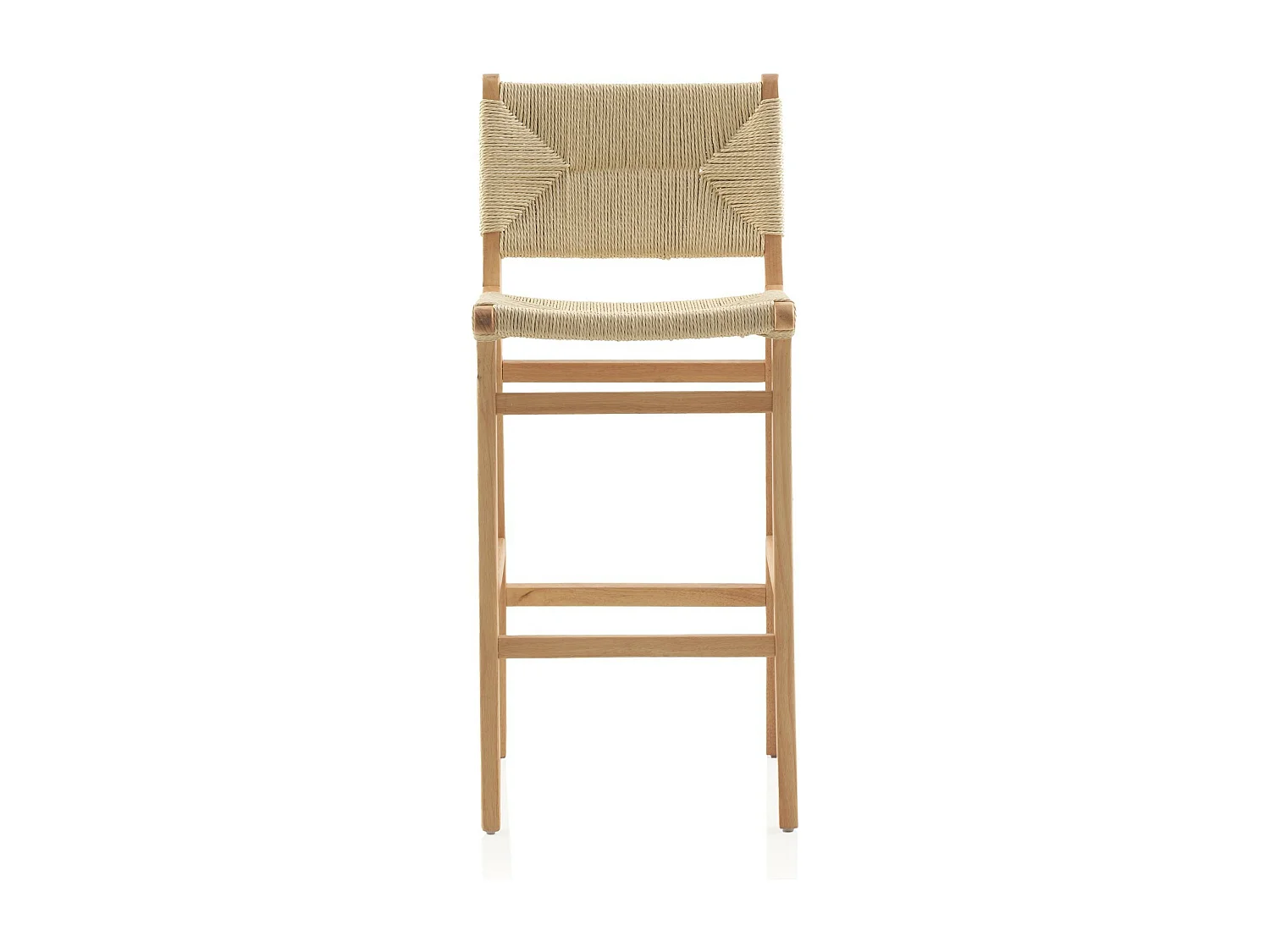 pack 2taburetes madera de hevea con asiento y respaldo trenzado