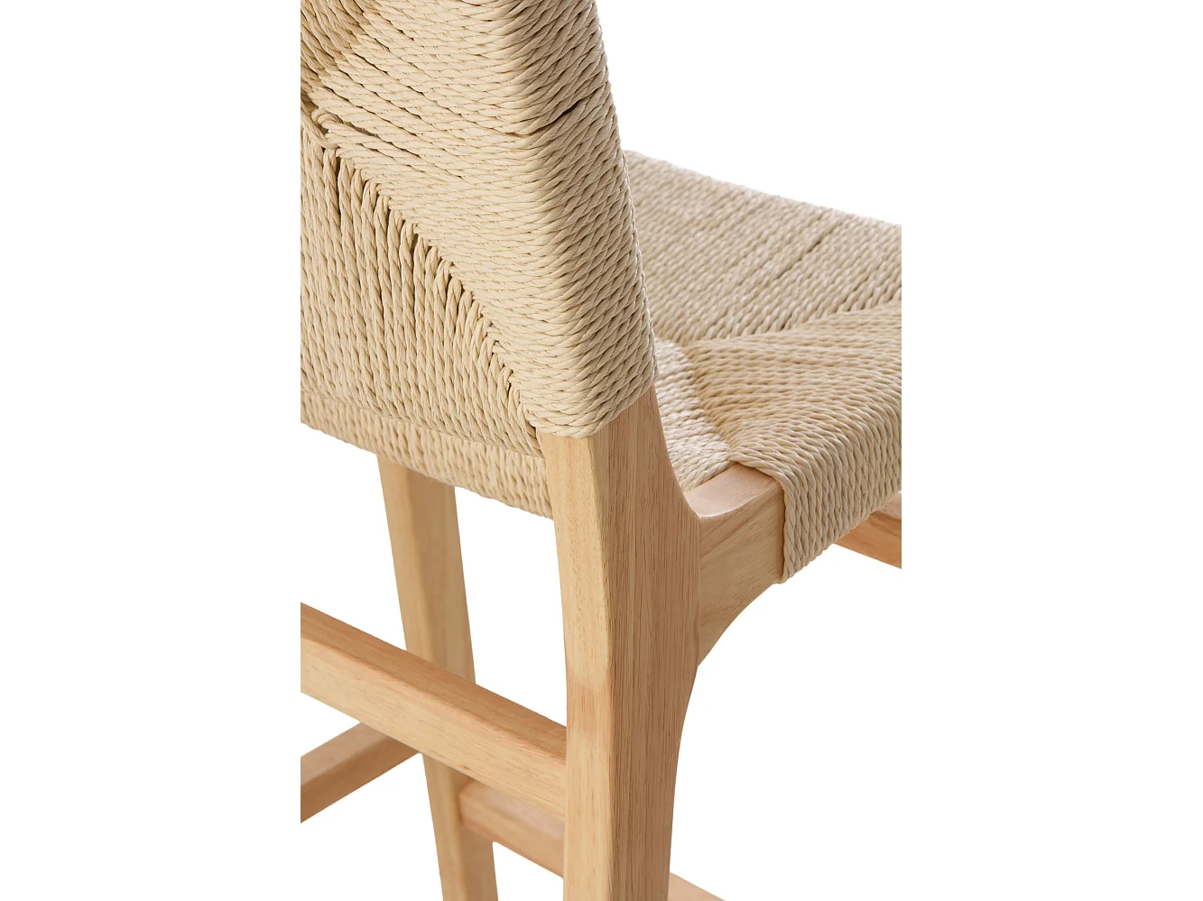 pack 2taburetes madera de hevea con asiento y respaldo trenzado