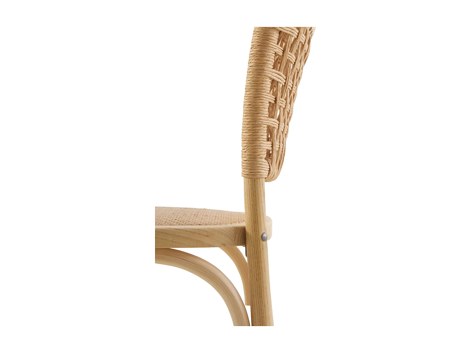 Set 2 sgabelli in legno di olmo con seduta e schienale intrecciati.