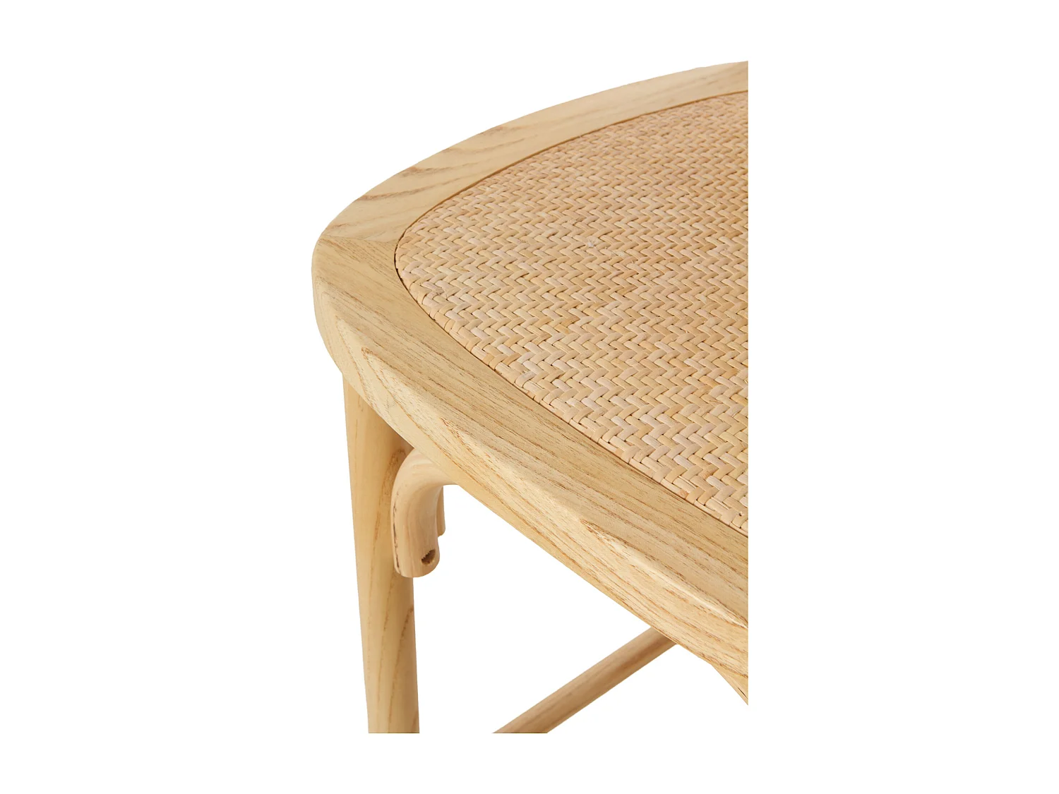 Set 2 sgabelli in legno di olmo con seduta e schienale intrecciati.