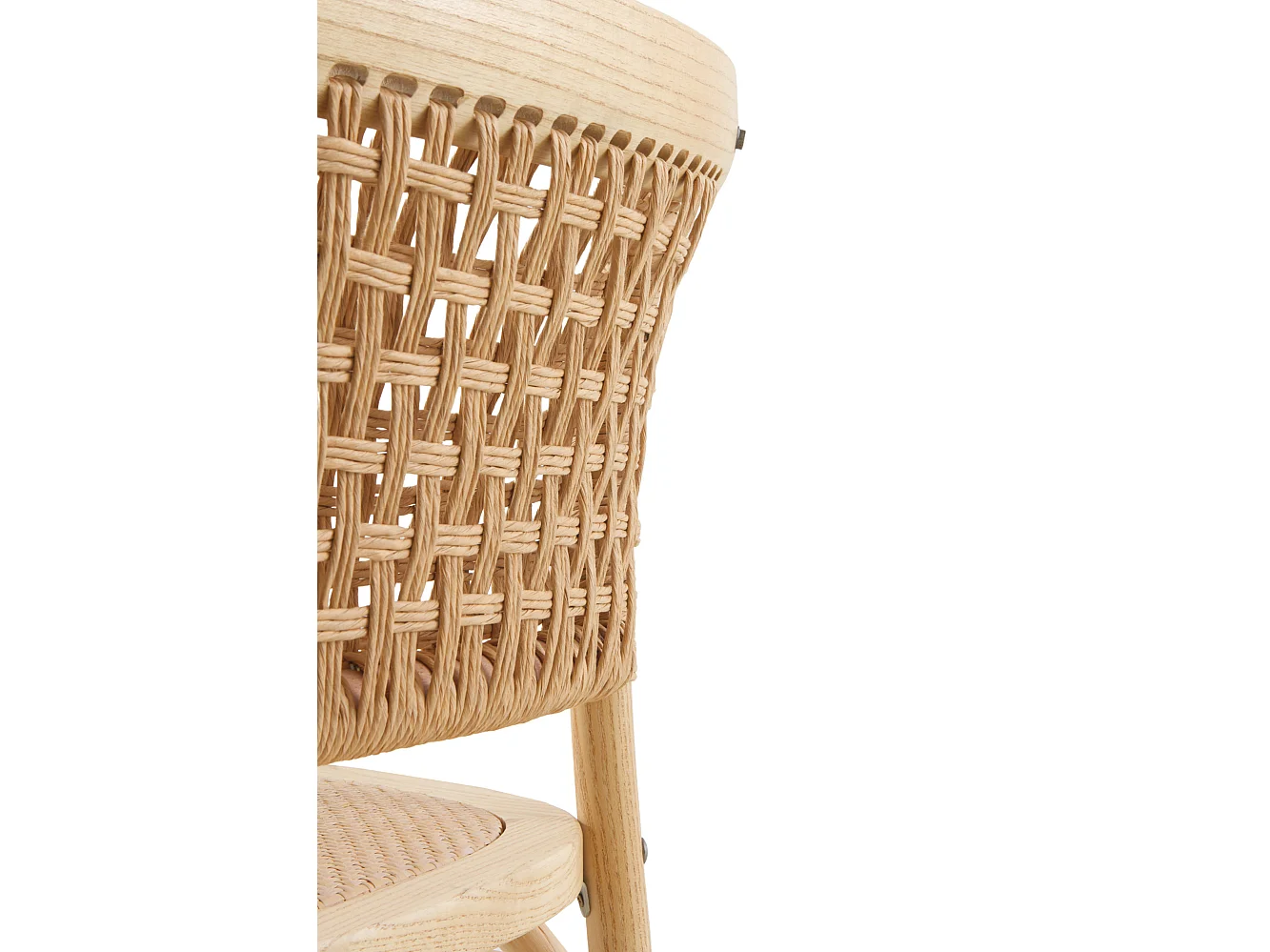 Lot de 2 tabourets en orme avec assise et dossier tressés