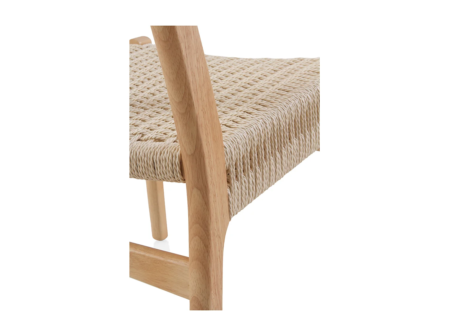 Lot de 4 chaises en bois d'hévéa avec assise et dossier tressés