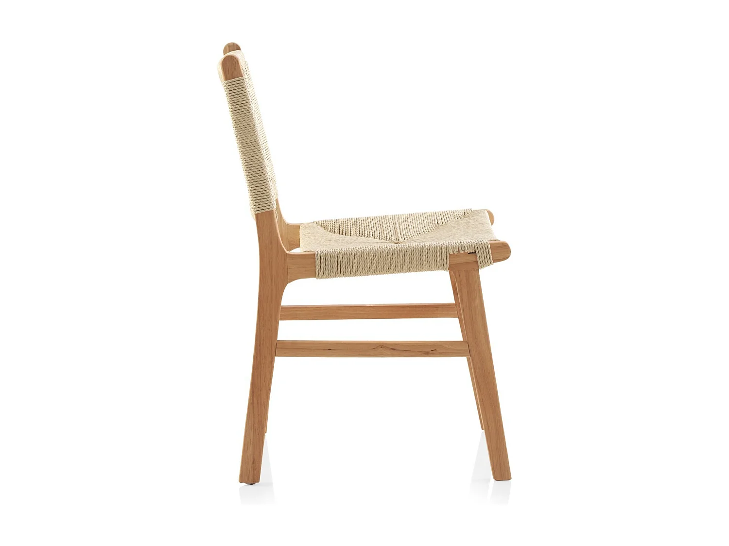Lot de 4 chaises en bois d'hévéa avec assise et dossier tressés