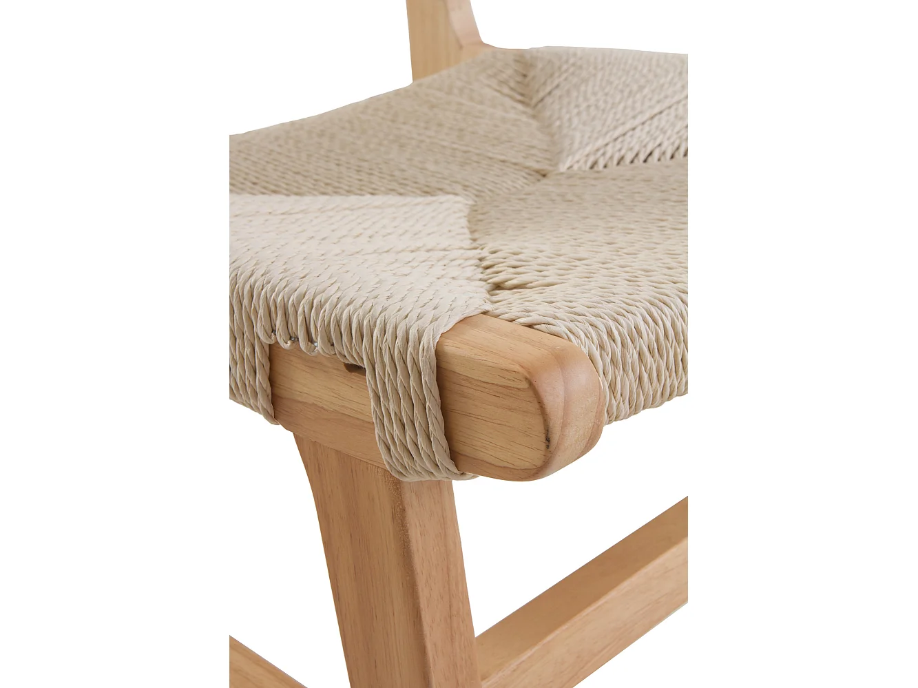 Lot de 4 chaises en bois d'hévéa avec assise et dossier tressés