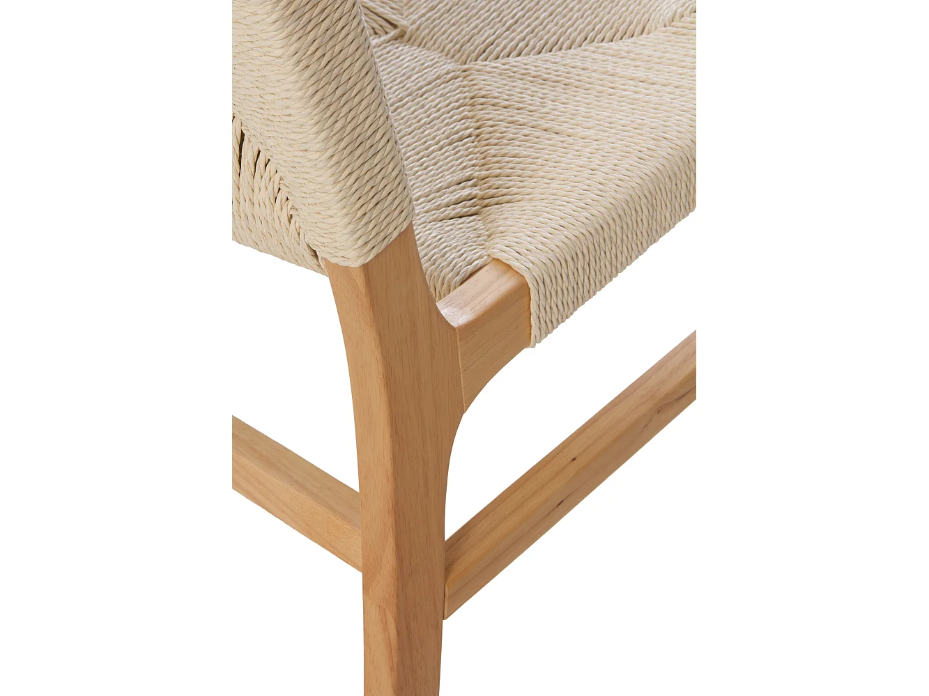 Lot de 4 chaises en bois d'hévéa avec assise et dossier tressés