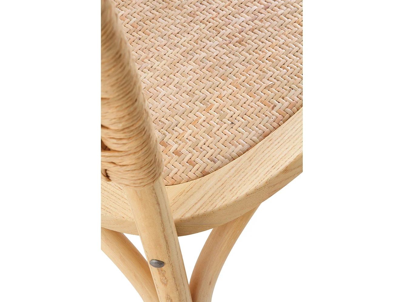 Set 4 sedie in legno di olmo con seduta e schienale intrecciati