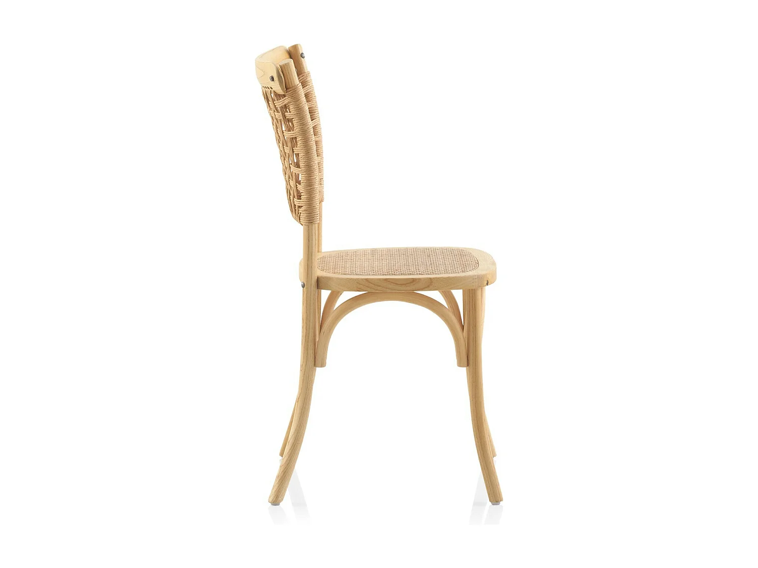 Set 4 sedie in legno di olmo con seduta e schienale intrecciati