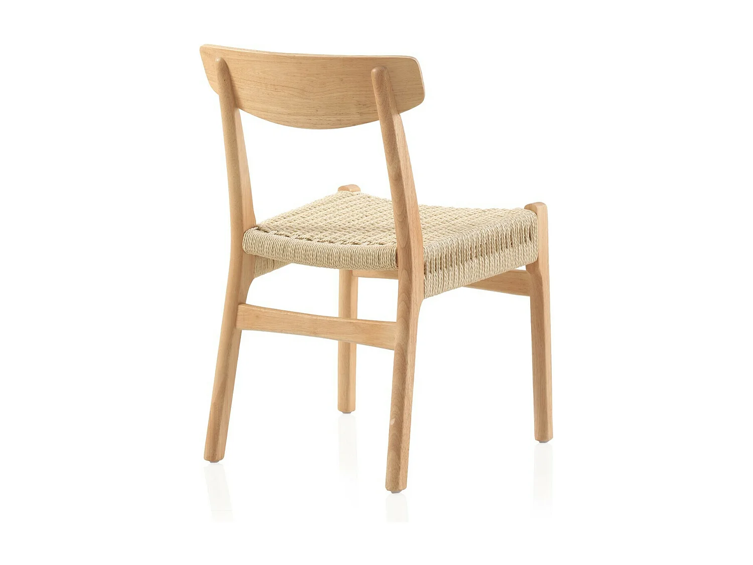 Set aus 4 Holzstühlen mit geflochtener Sitzfläche und Rückenlehne