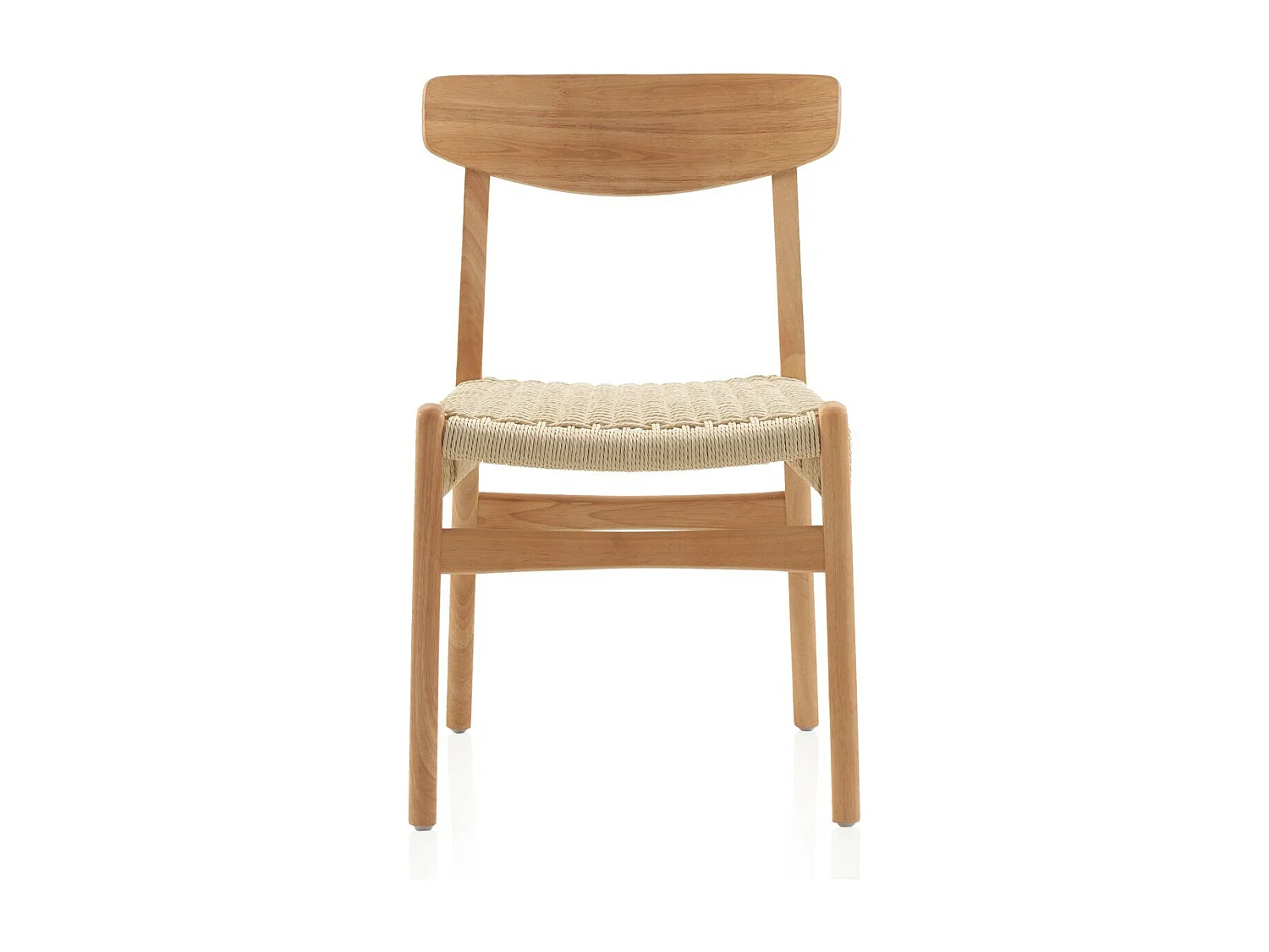 Set aus 4 Holzstühlen mit geflochtener Sitzfläche und Rückenlehne