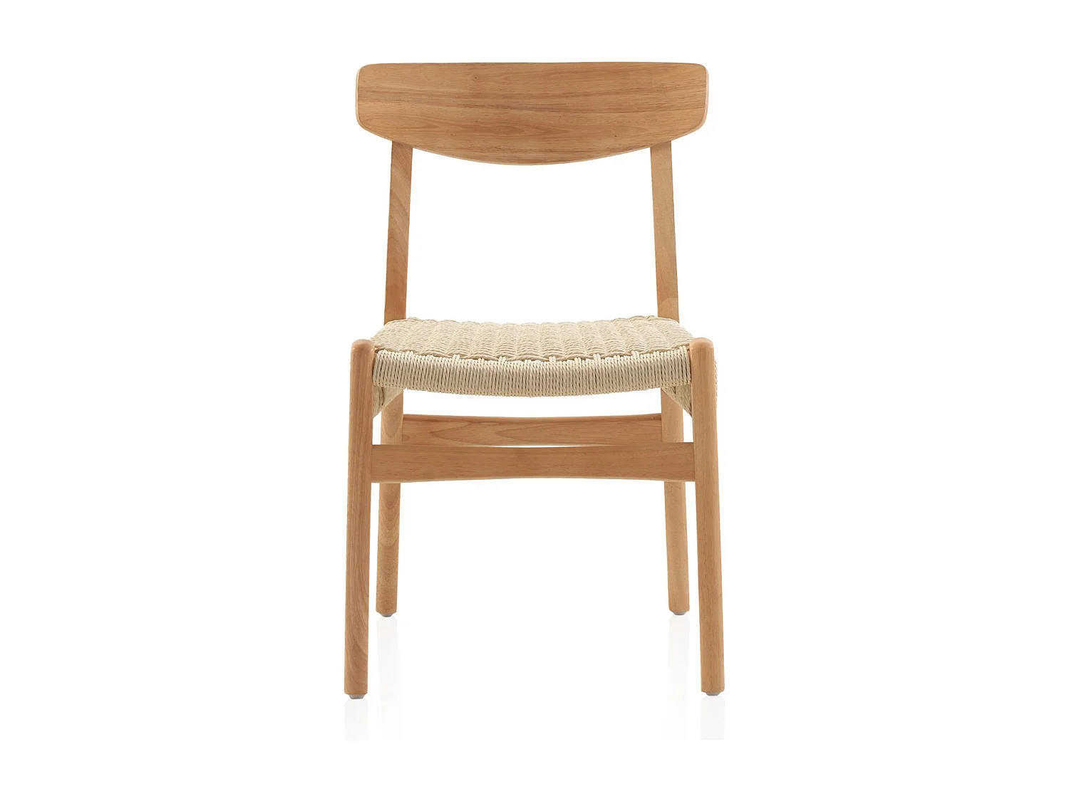 Lot de 4 chaises en hévéa avec assise tressée