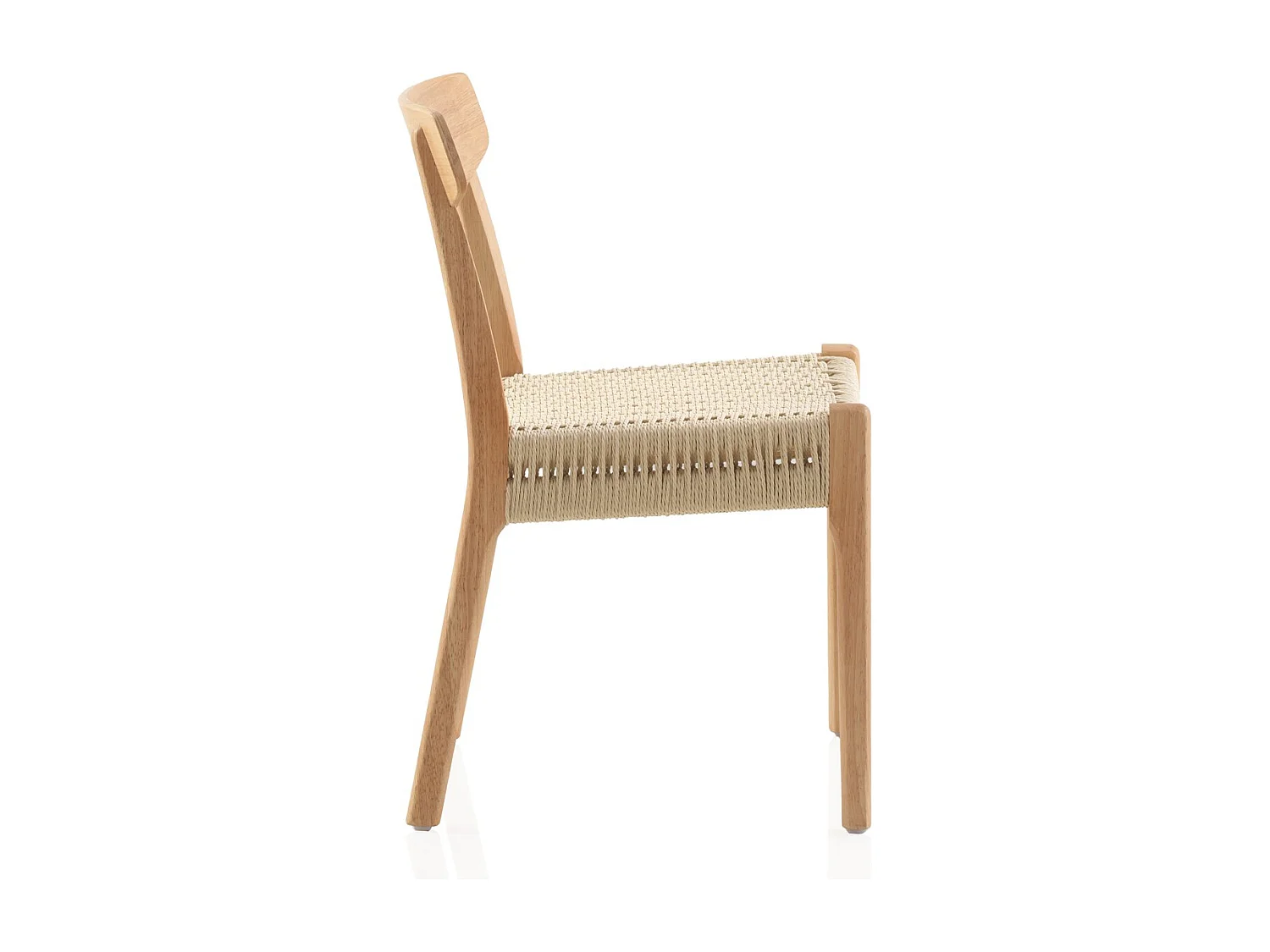 Lot de 4 chaises en hévéa avec assise tressée