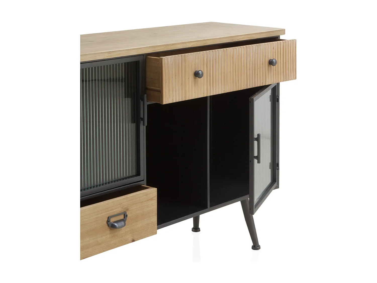 Buffet en métal avec plateau en bois