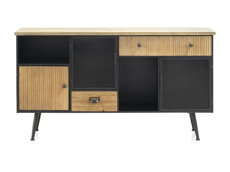 Anrichte aus Metall mit Holzplatte