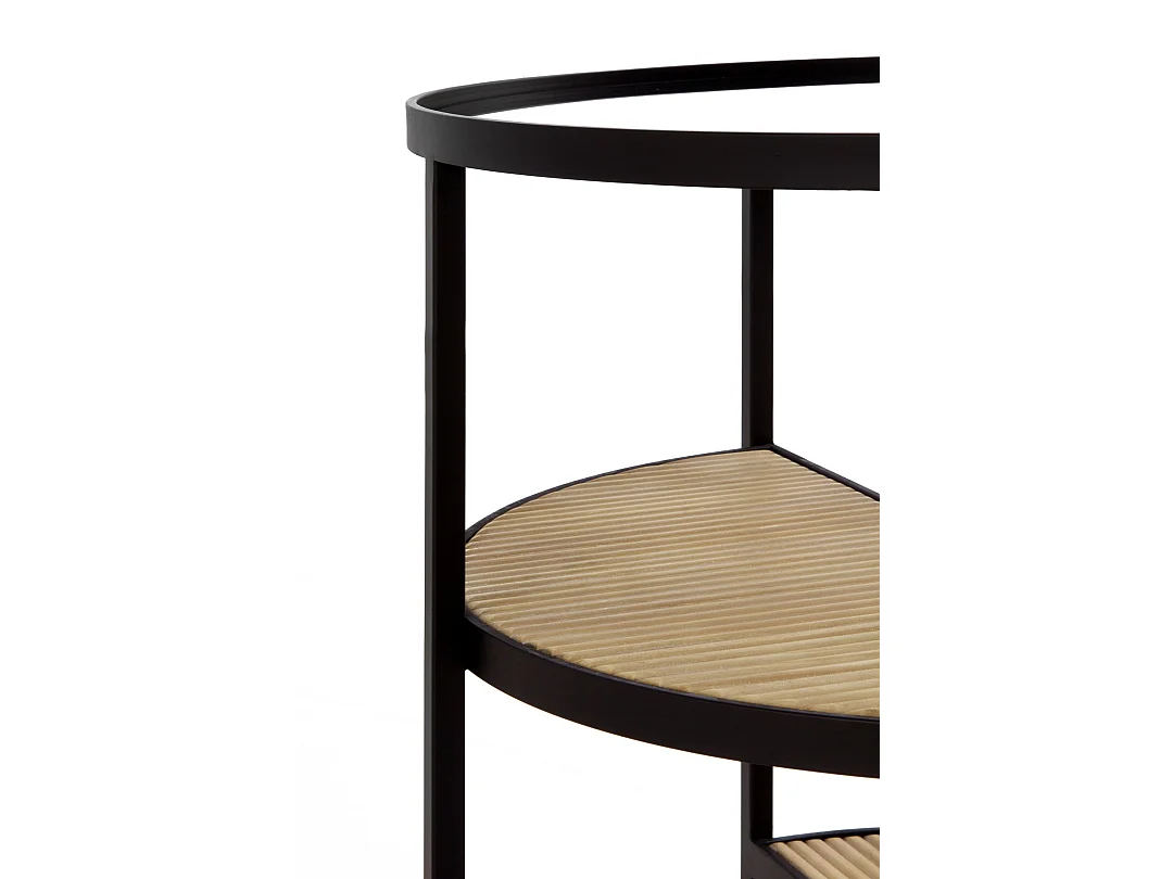 Table d'appoint en métal avec bois et verre