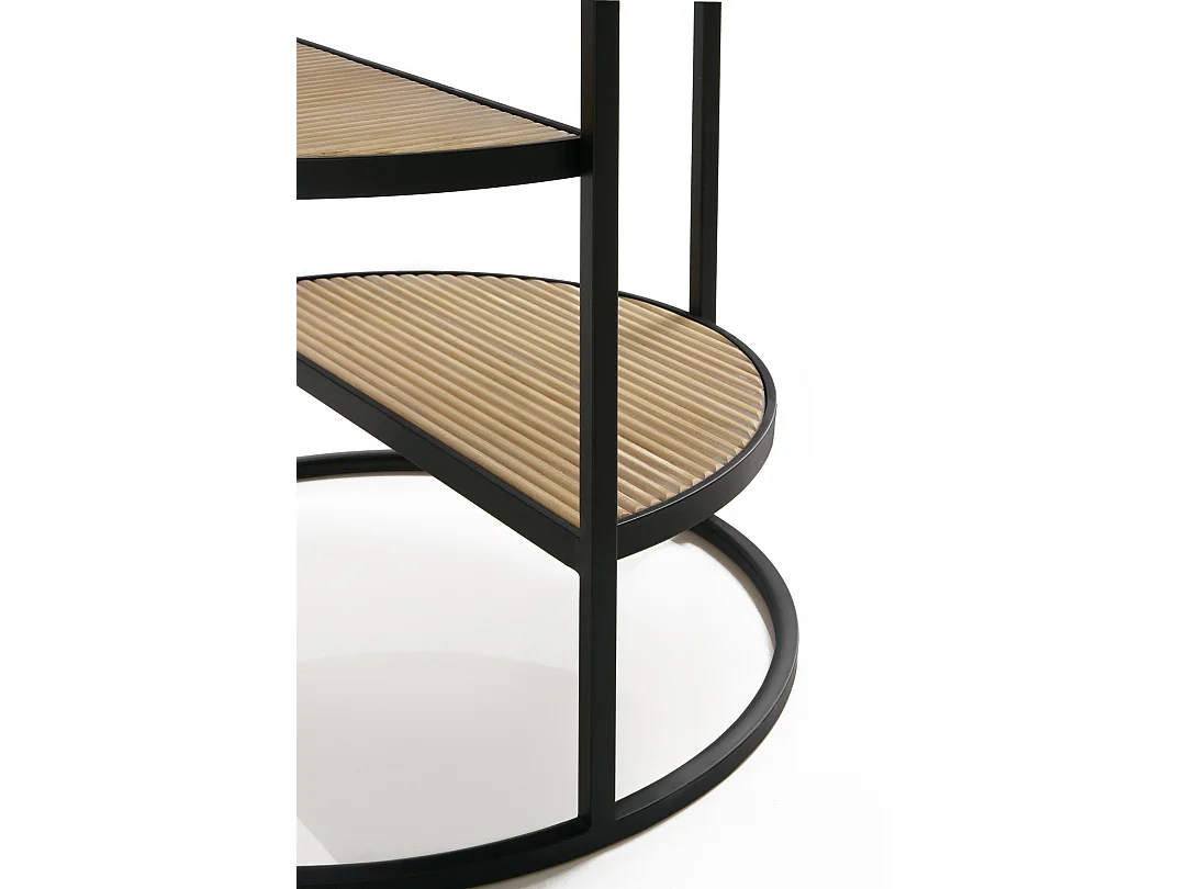 Beistelltisch aus Metall mit Holz und Glas