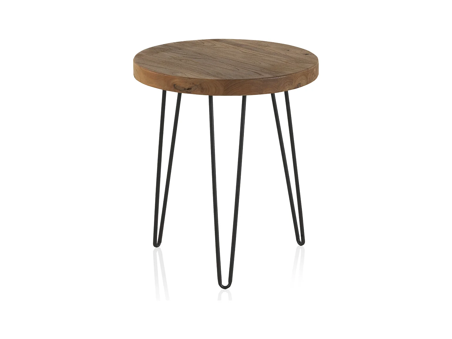 Mesa de apoio em madeira de olmo antigo com pernas de metal