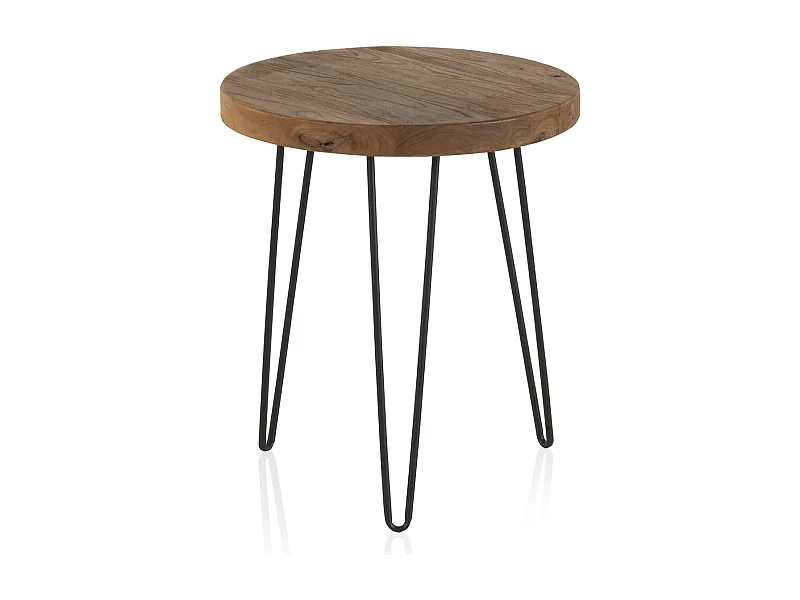 Mesa de apoio em madeira de olmo antigo com pernas de metal