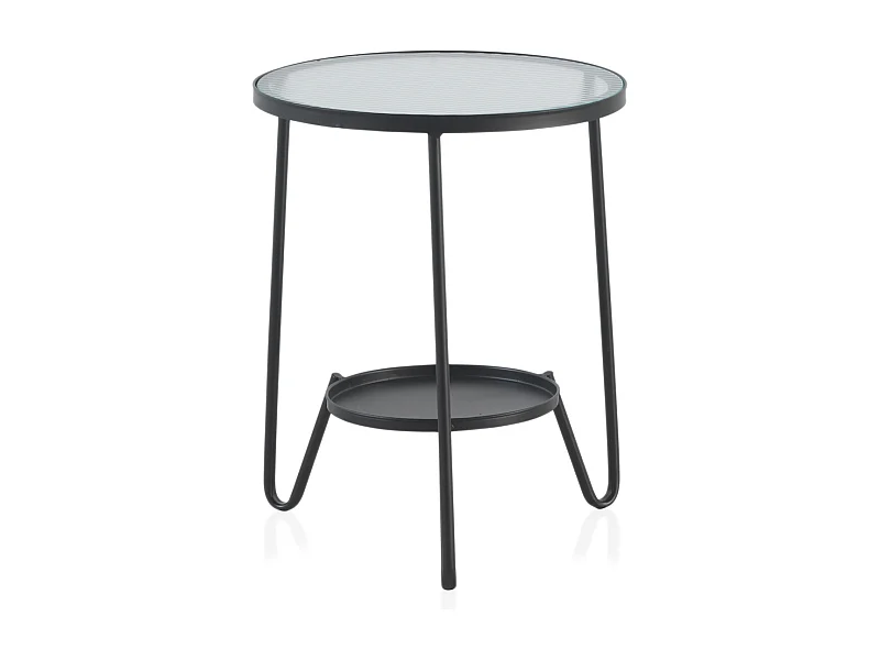 Mesa de apoio metálica com vidro