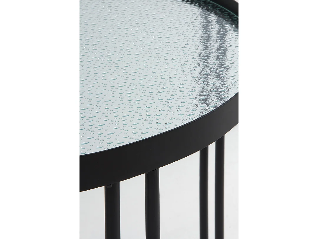 Conjunto de 2 mesas de apoio em metal com vidro