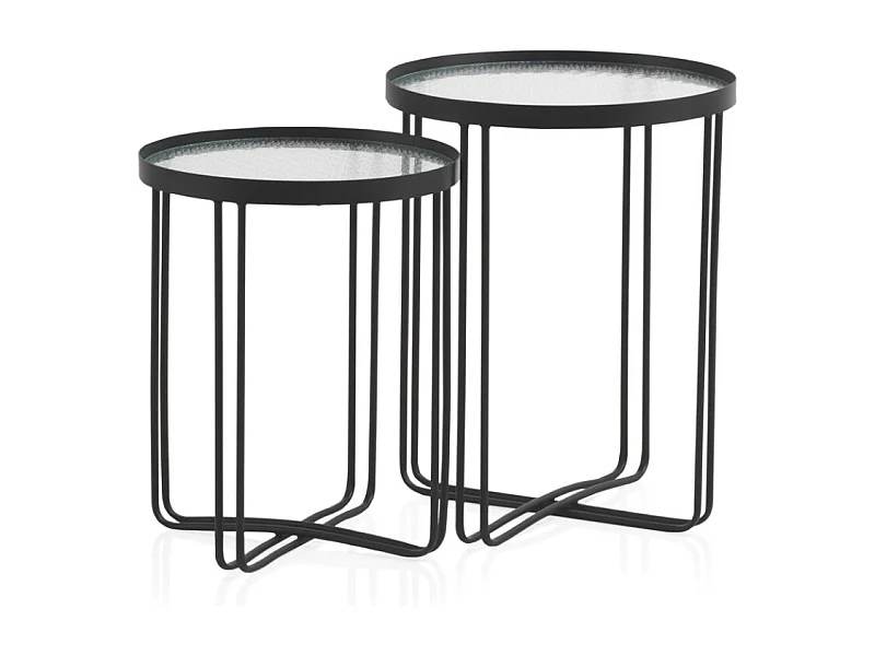 2er-Set Beistelltische aus Metall mit Glas