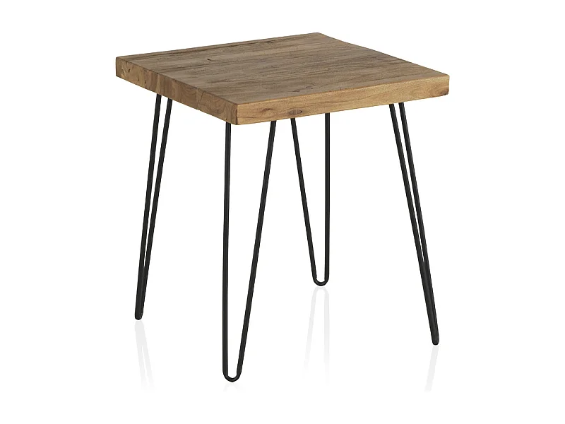 Beistelltisch aus altem Ulmenholz mit Metallbeine