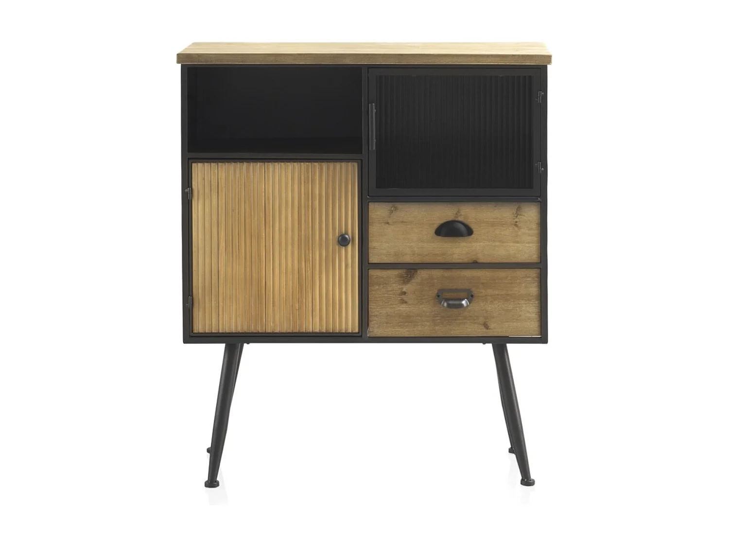 Cassettiera in metallo con piano in legno