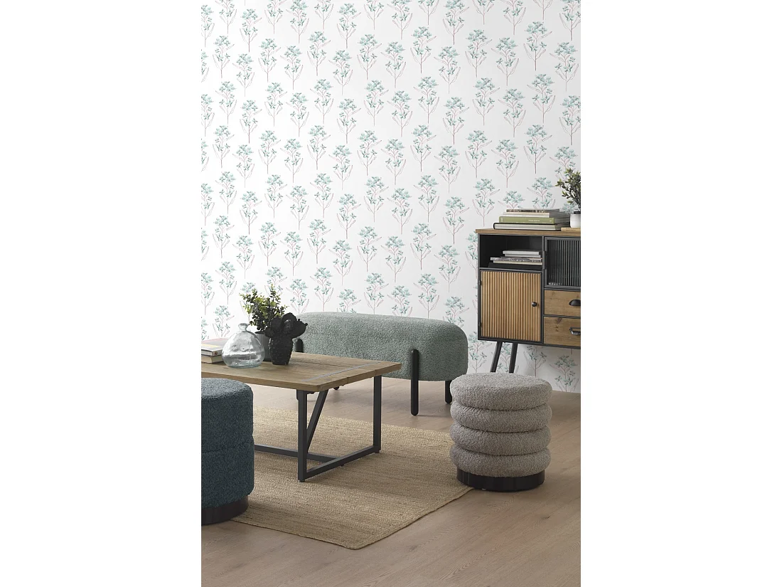 Cómoda metálica com tampo de madeira