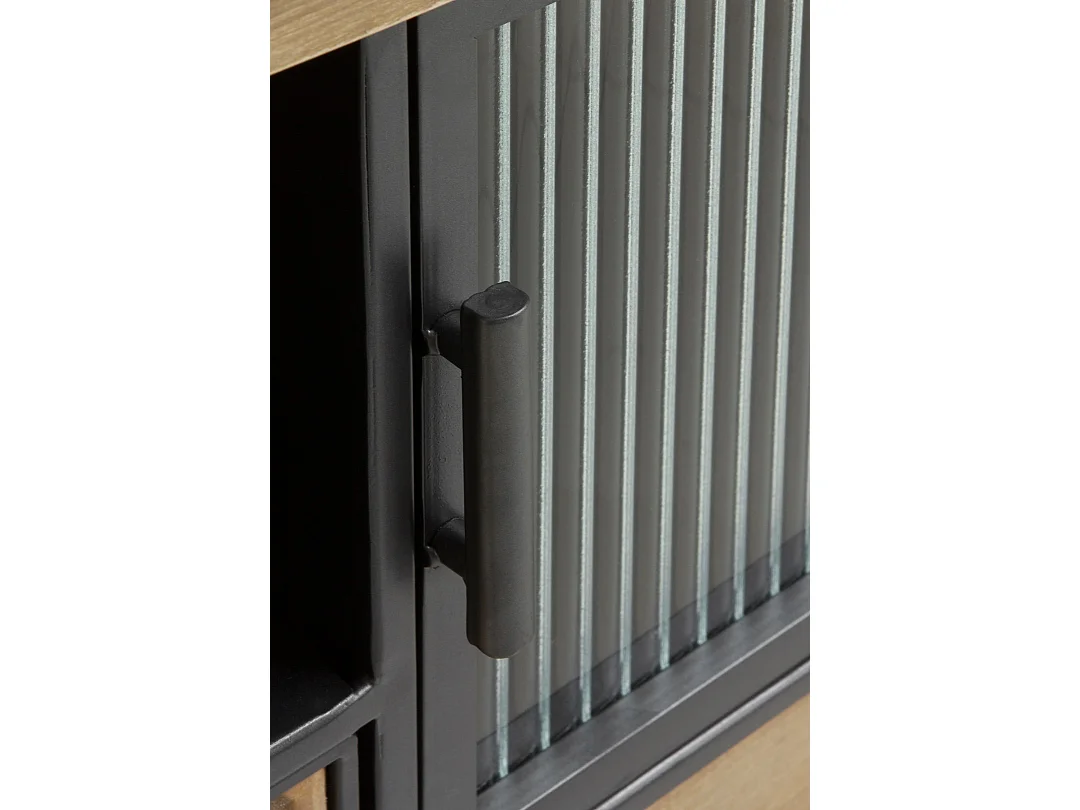 Commode en métal avec dessus en bois